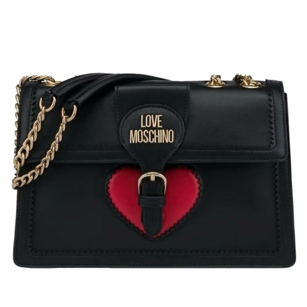 Love Moschino Heart Gold Chain Convertible Shoulder Bag Crossbody Flap Purse